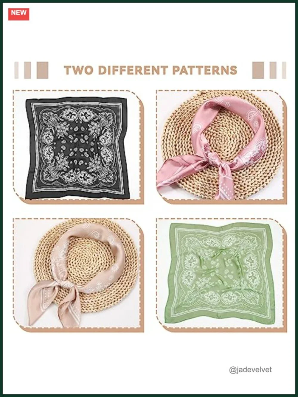4 Pack Square Satin Head Scarves 27x27 Polyester Hair Scarf Neck Scarf